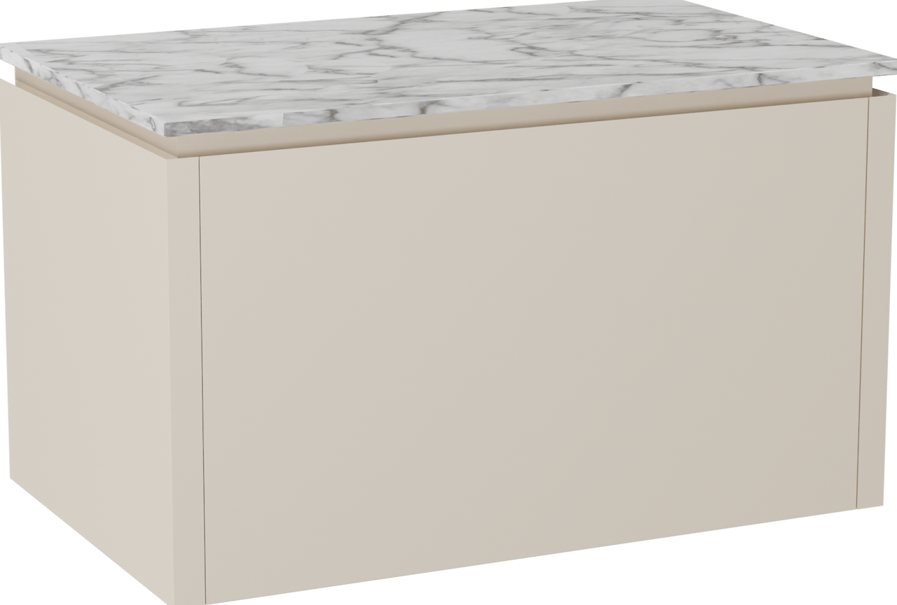 Balmani Eclips meuble salle de bains suspendu 90 x 55 cm Sandbeige avec Stretto tablette simple en Marbre Carrare