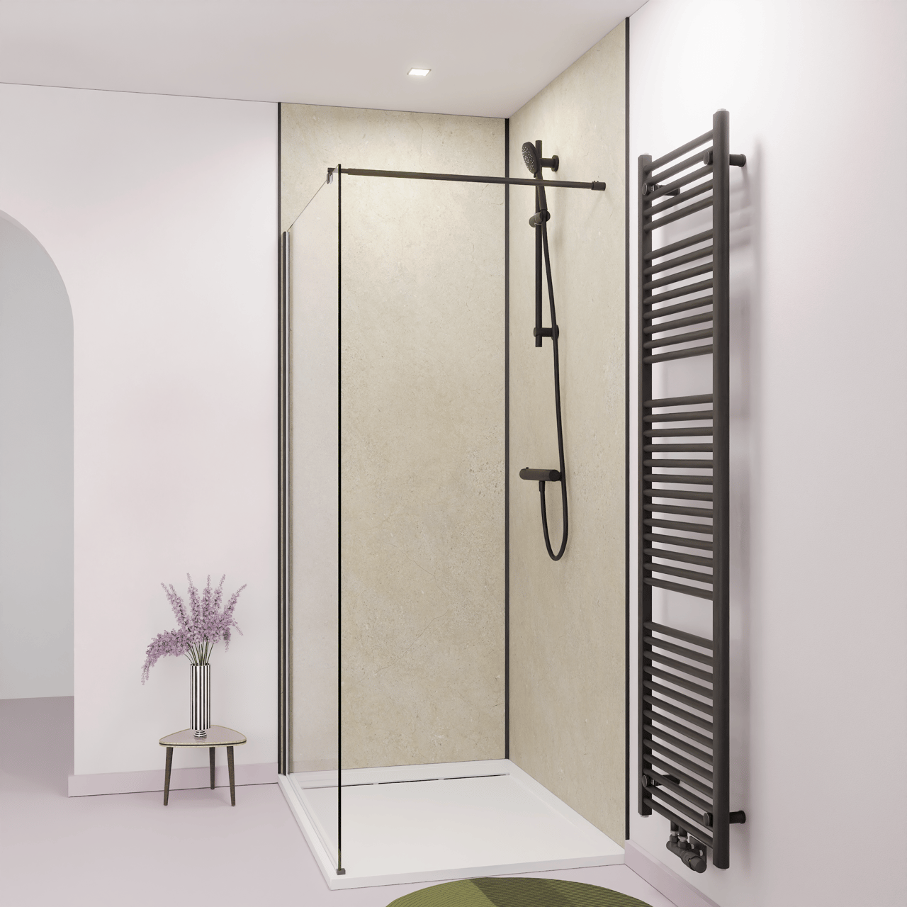 Luca Varess Groovy Set revêtement mural de douche 2 x 120x260 cm, SPC, Capri Beige