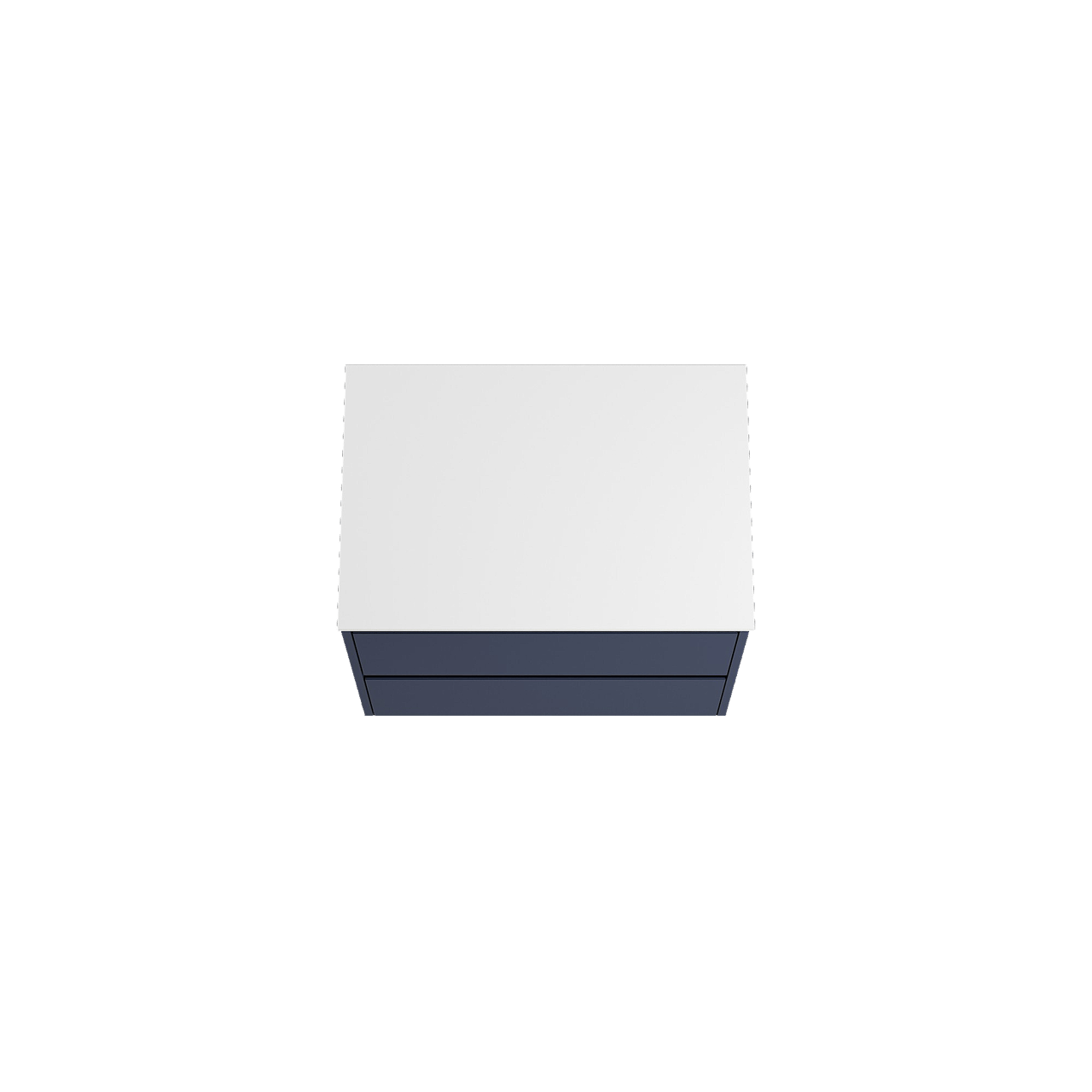 Storke Seda zwevend badkamermeubel 75 x 52 cm nachtblauw met Tavola enkel tablet in solid surface mat wit