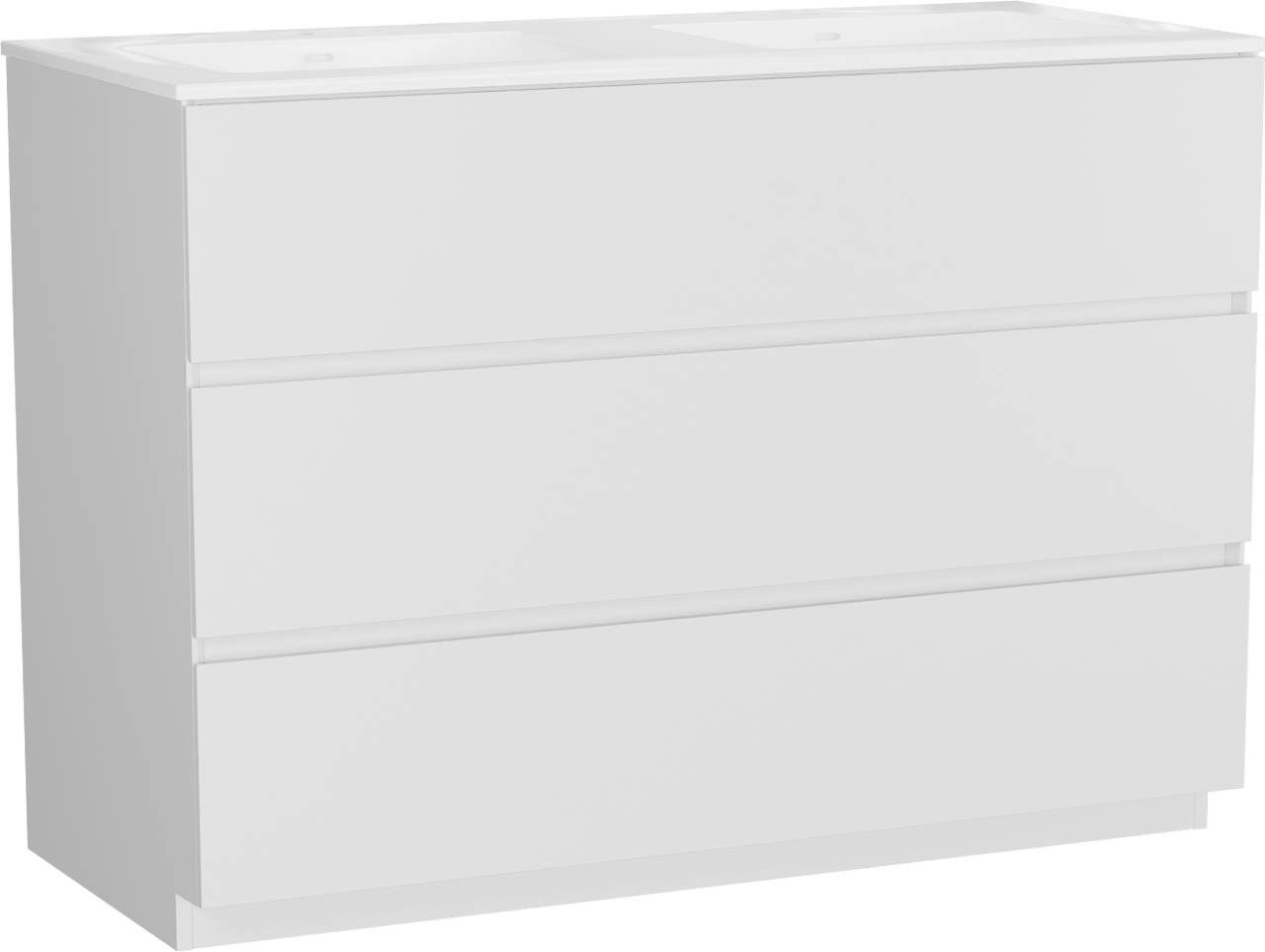 Storke Edge meuble salle de bains à poser 120 x 52 cm blanc mat avec Bilia double vasque en marbre composite blanc brillant