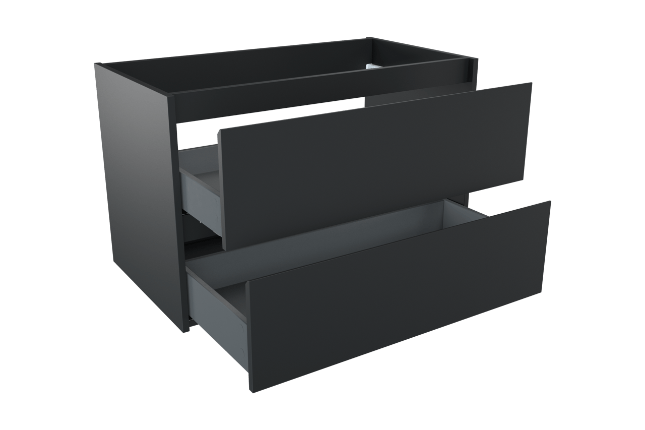 Storke Seda hängender Waschbeckenunterschrank: 95 x 52 cm, Schwarz Matt, 2 Schubladen