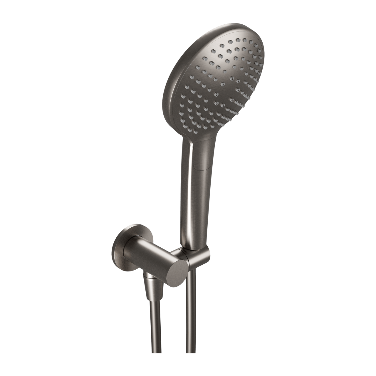 Blaufoss Round Handbrause-Set: inkl. Schlauchanschluss: 3jet, Brushed GunMetal
