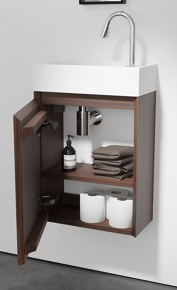 Balmani Mitra meuble wc suspendu 42 x 21 cm noyer américain avec Dama lavabo en Solid Surface mat