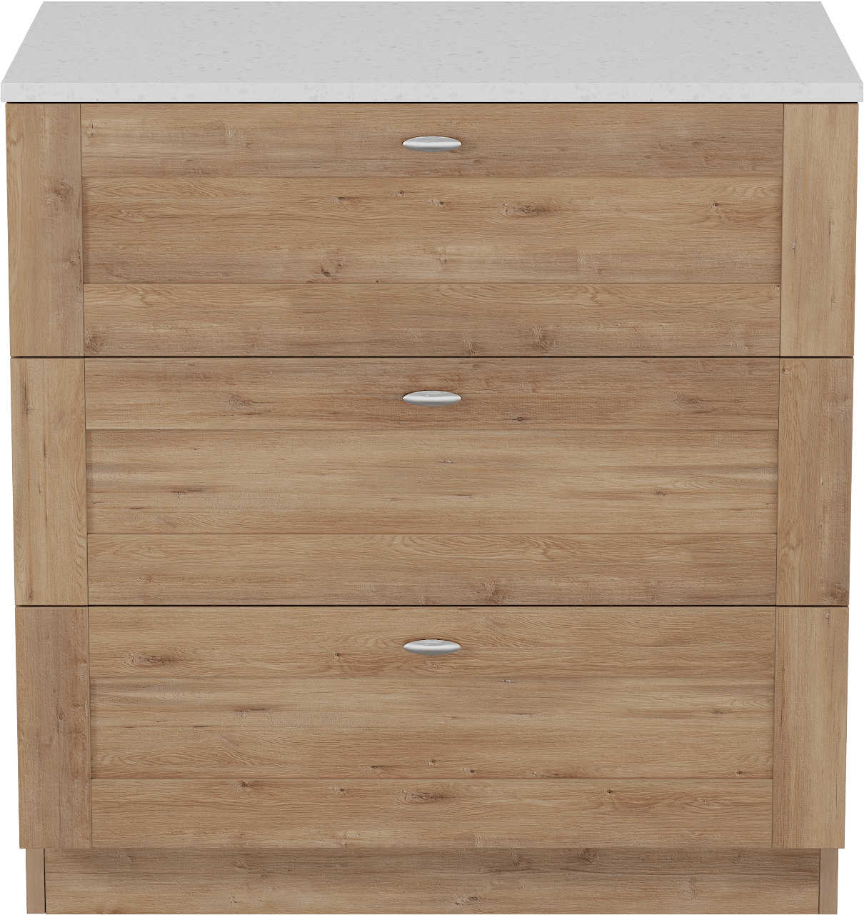 Linie Classo staand badkamermeubel 80 x 46 cm natuur eik met Lado enkel tablet in melamine terrazzo wit