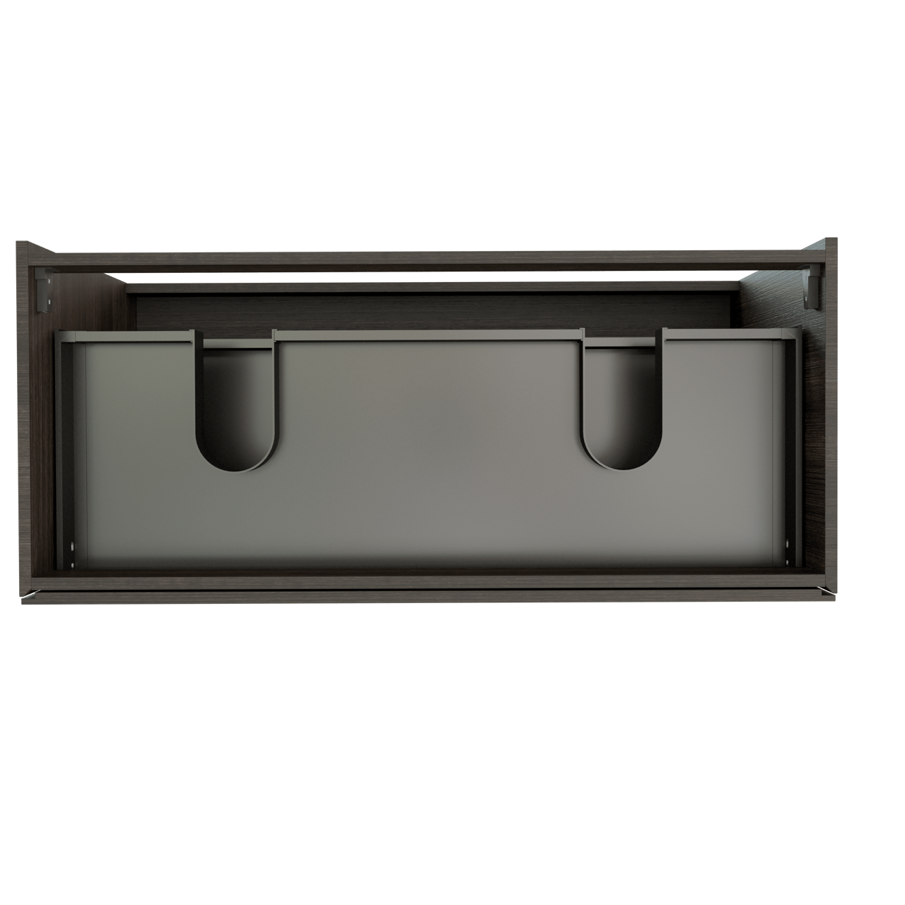 Storke Edge staande wastafelonderkast 120 x 52 cm donkere eiken 3 lades 2 sifonuitsparingen