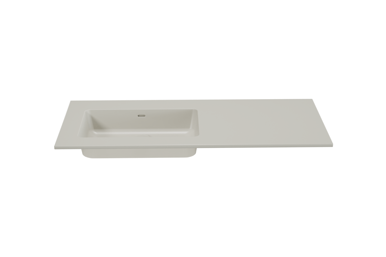 Storke Diva vasque asymétrique gauche top solid soie grise matte 110 x 52 cm