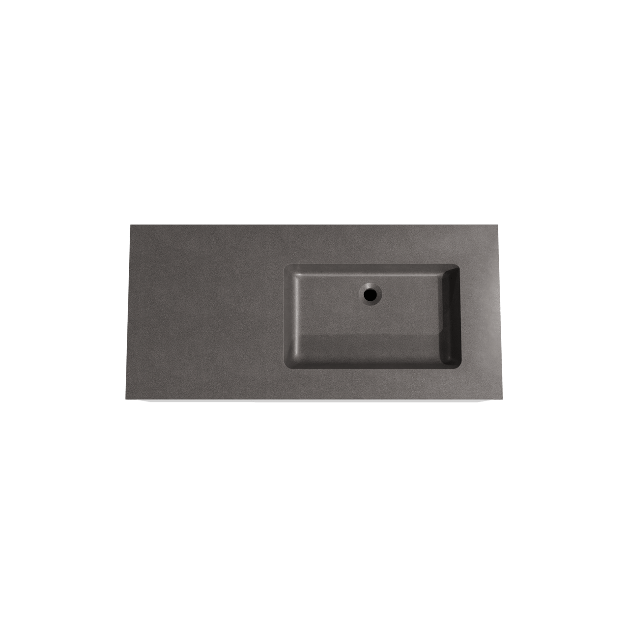 Storke Edge meuble salle de bains suspendu 110 x 52 cm blanc mat avec Scuro plan vasque asymétrique à droite en quartz noir mat