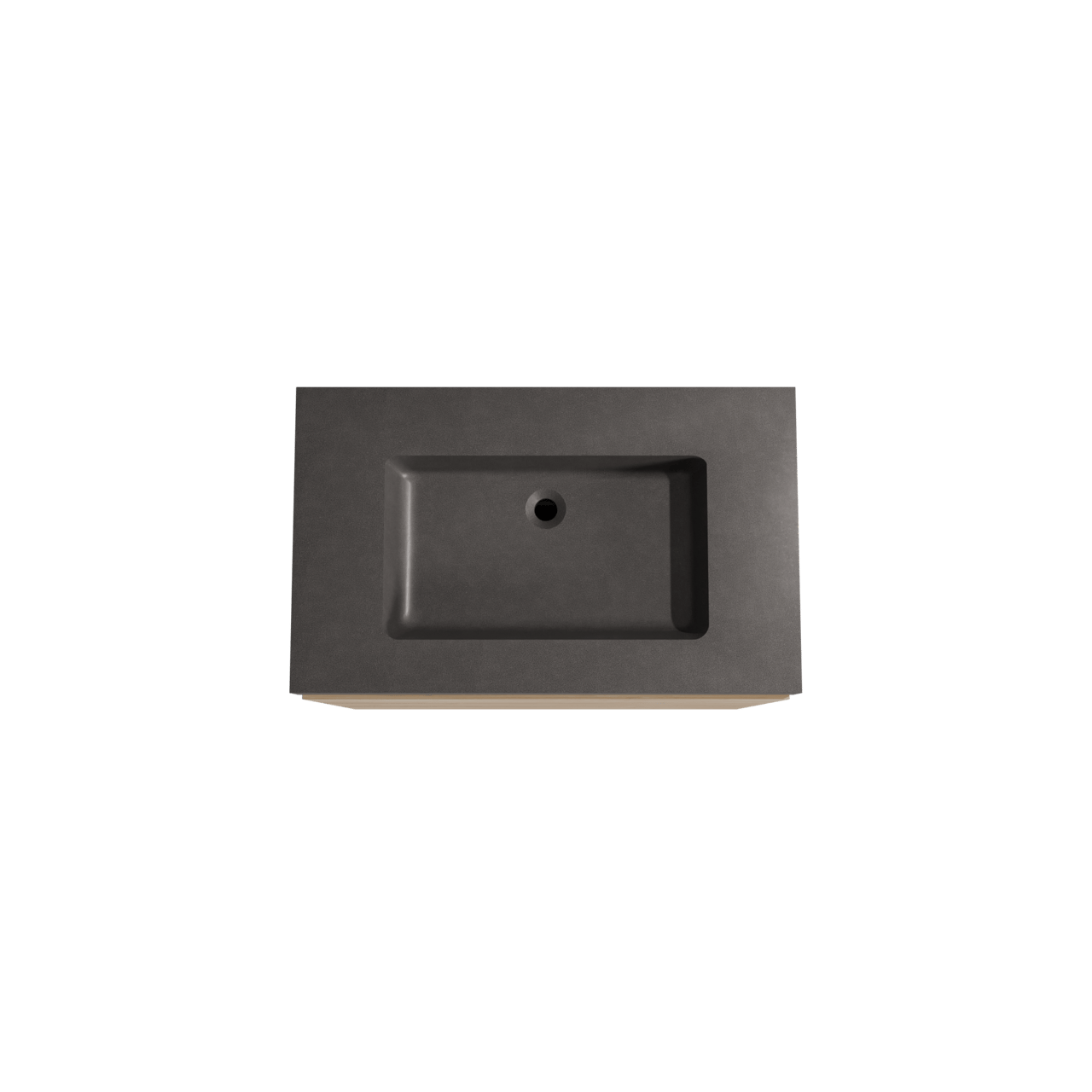 Storke Edge staand badmeubel 85 x 52 cm ruw eiken met Scuro High enkele wastafel in kwarts mat zwart