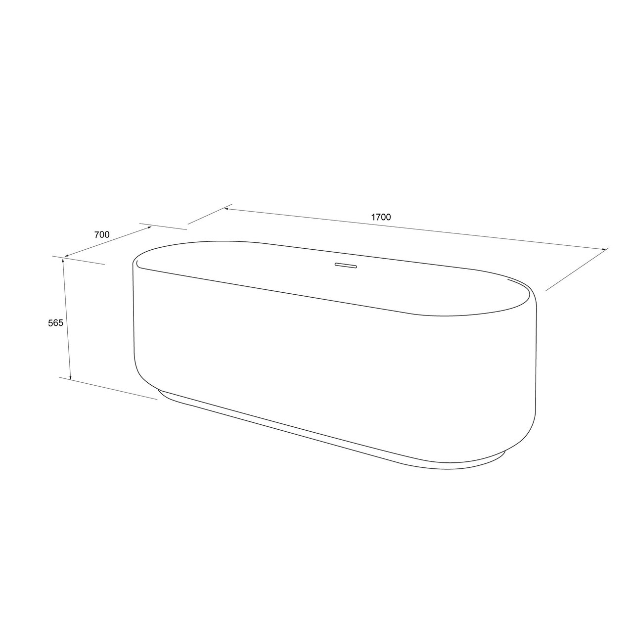 Balmani Scala Soft Ovale Freistehende Badewanne: 170 x 70 cm, Solid Surface, Weiß matt