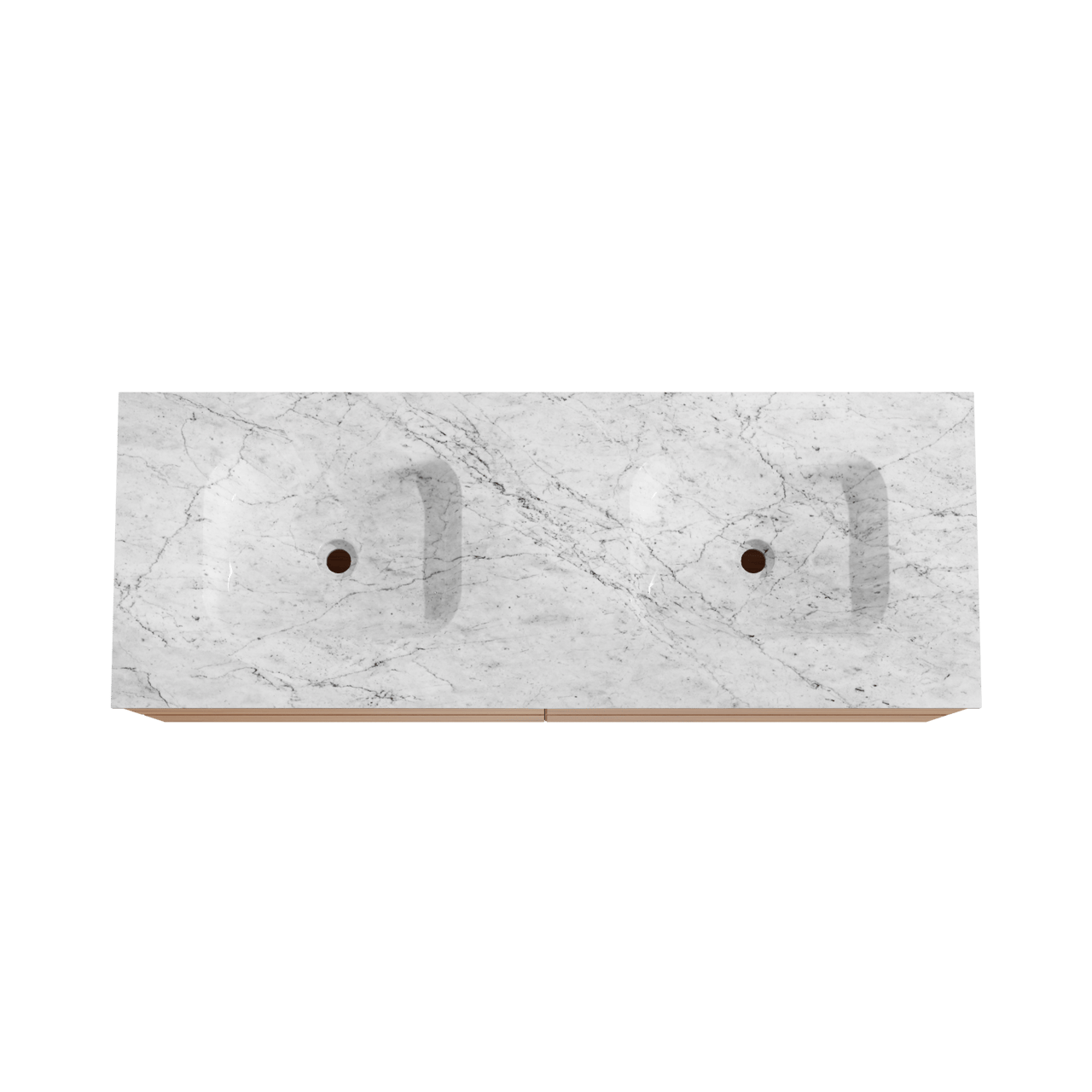 Balmani Mitra meuble salle de bains suspendu 150 x 55 cm teck avec Tablo Arcato double vasque en marbre carrara