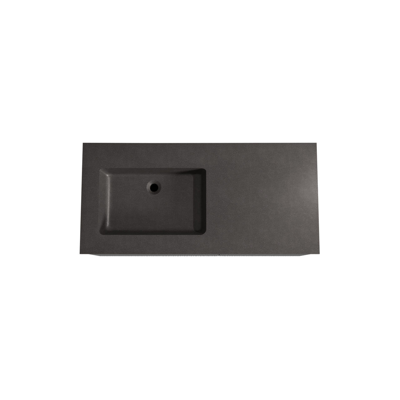 Storke Ribs zwevend badkamermeubel 110 x 52 cm zwarte eik met Scuro asymmetrisch linkse wastafel in kwarts mat zwart, Verticale asymmetrische rechte ribbel