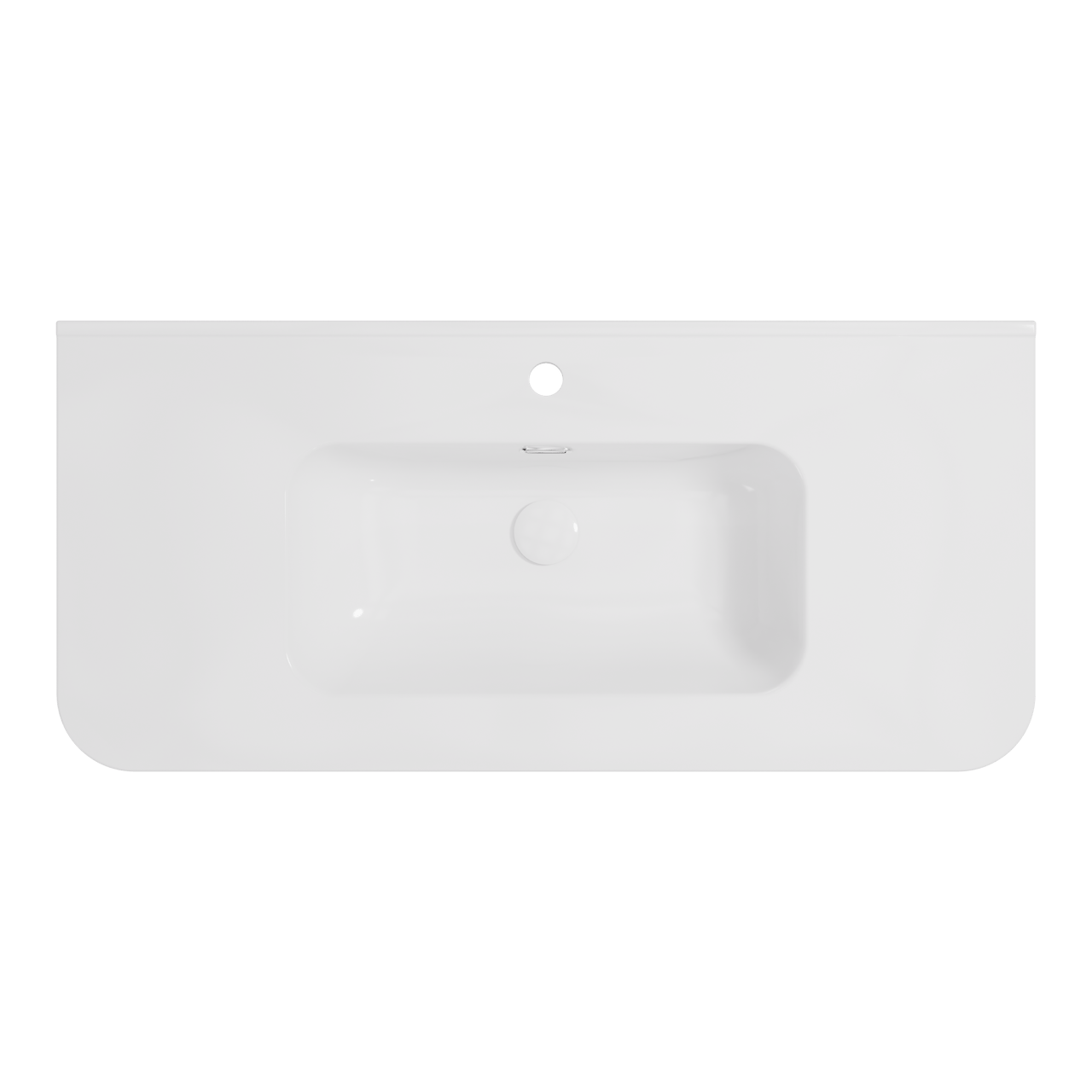 Storke Kera Soft enkele wastafel Glanzend Witte porselein 100 x 46 cm