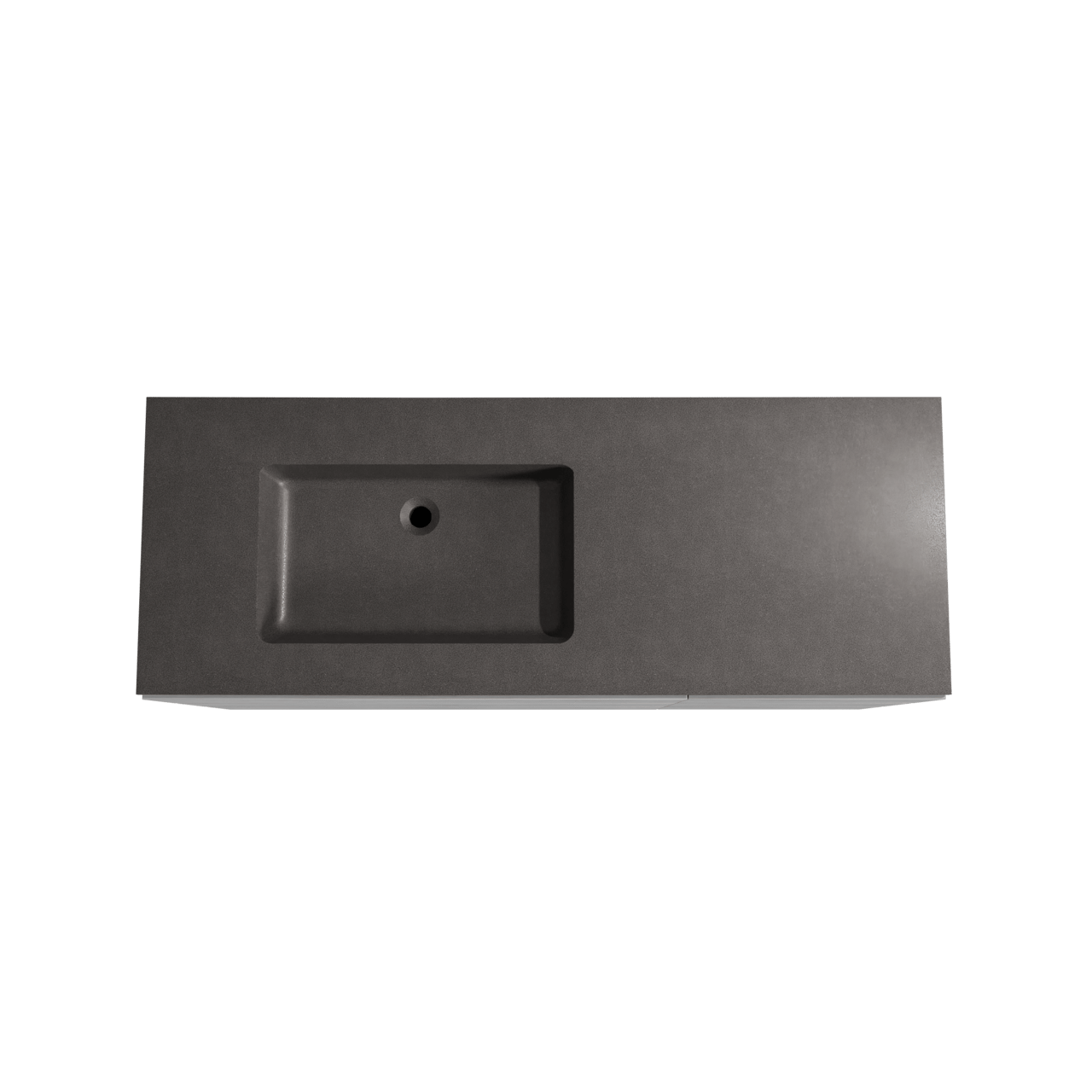 Storke Edge staand badmeubel 140 x 52 cm beton donkergrijs met Scuro asymmetrisch linkse wastafel in kwarts mat zwart