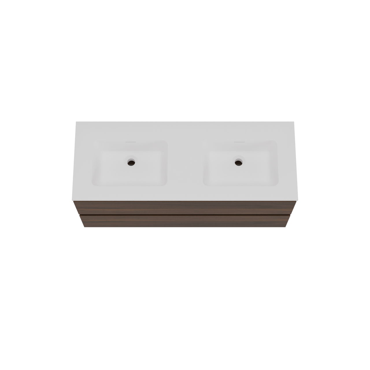 Storke Edge meuble salle de bains suspendu 120 x 46 cm noyer avec Mata double vasque en solid surface blanc mat