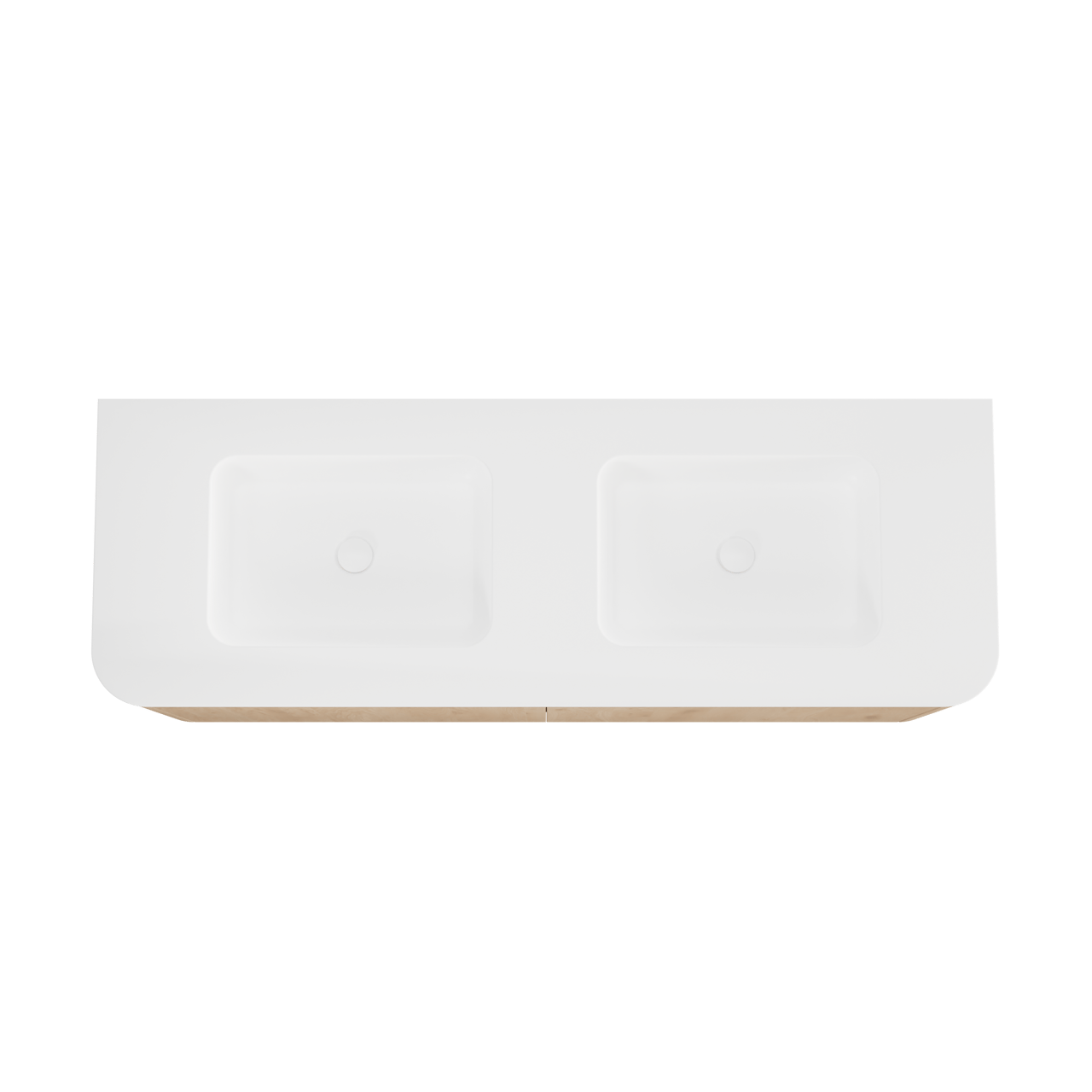 Balmani Moon meuble salle de bains suspendu 160 x 55 cm chêne naturel avec Moon double vasque en solid surface blanc mat