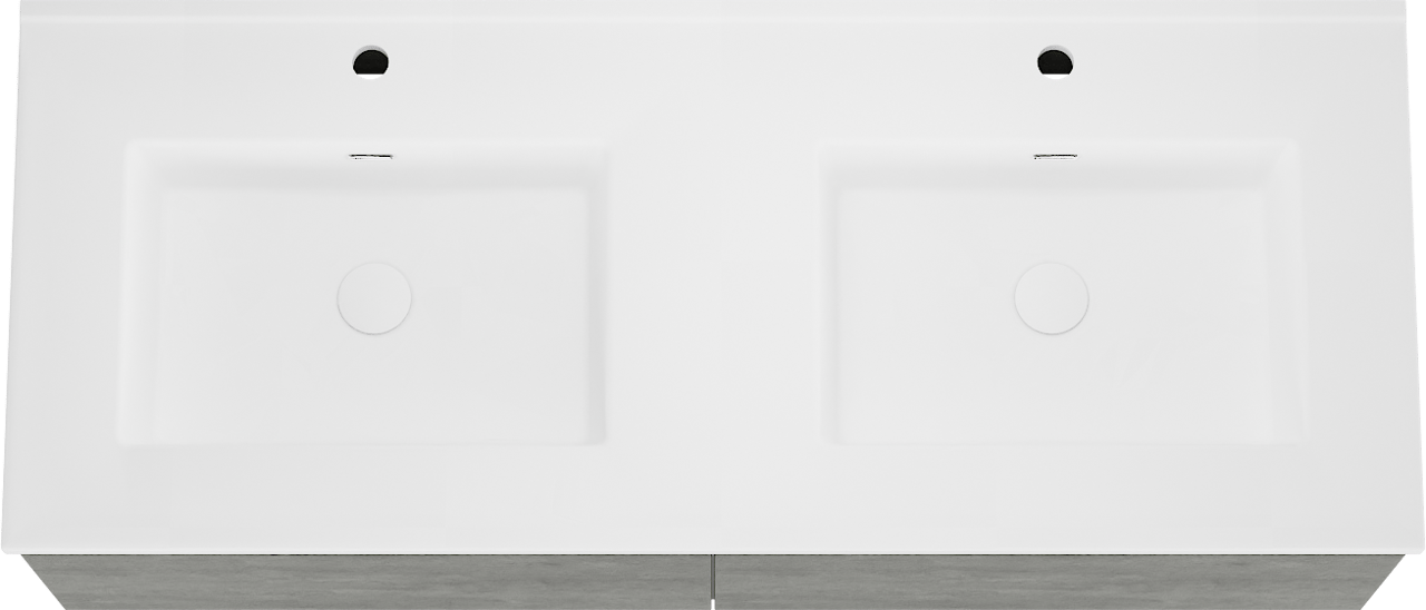Storke Edge meuble salle de bains suspendu 130 x 52 cm béton gris foncé avec Kera double vasque en porcelaine blanc mat, bondes incluses