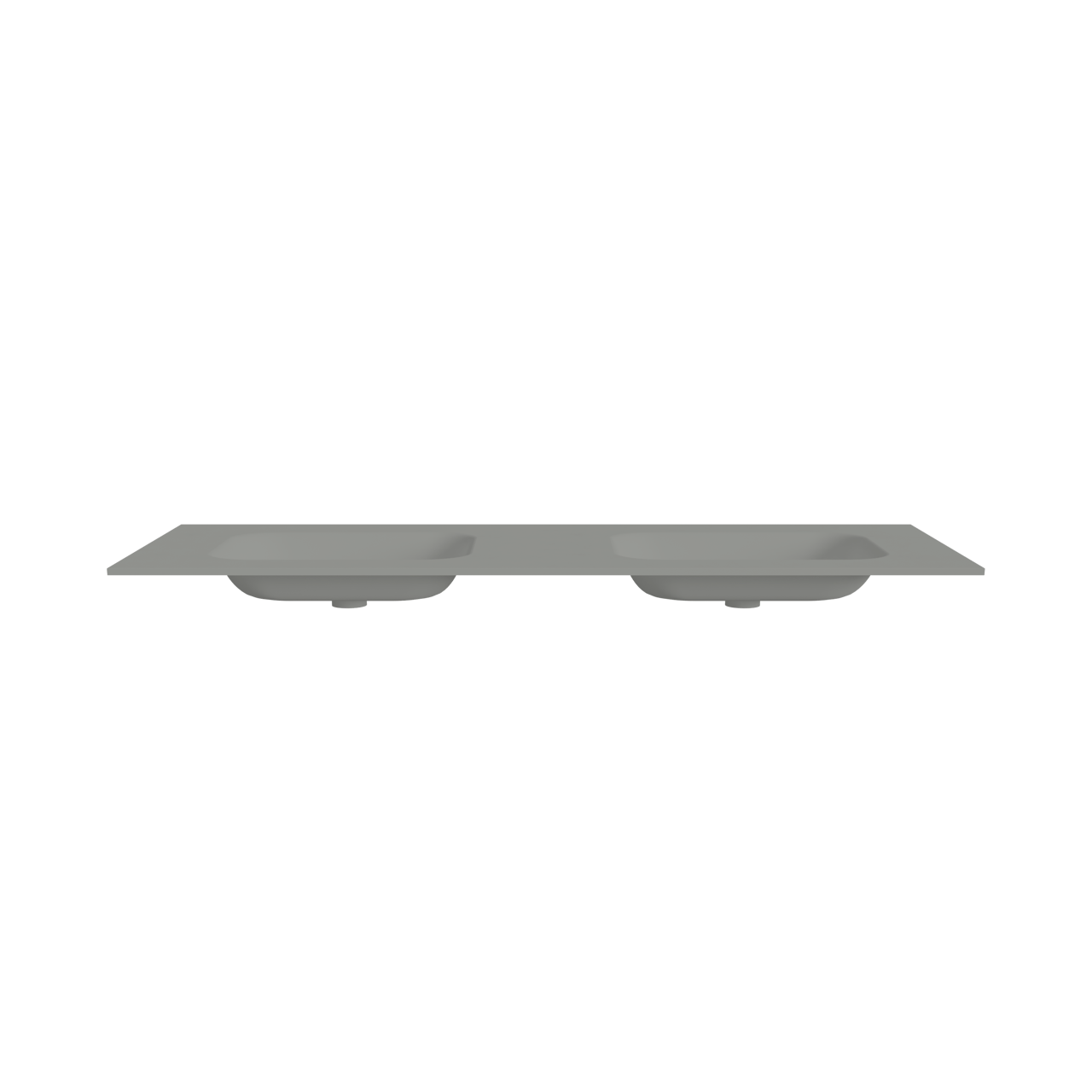 Balmani Tablo Arcato dubbele wastafel met crepine mat steengrijze Solid Surface 150 x 55 cm