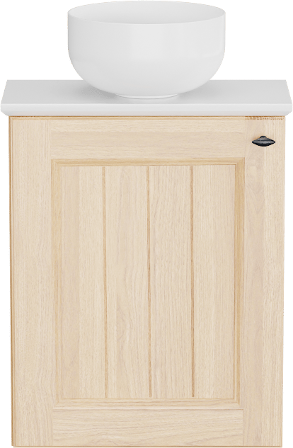 Balmani Lemon meuble wc suspendu 42 x 21 cm chêne naturel avec Facetta tablette et Bowl vasque à poser en Solid Surface mat