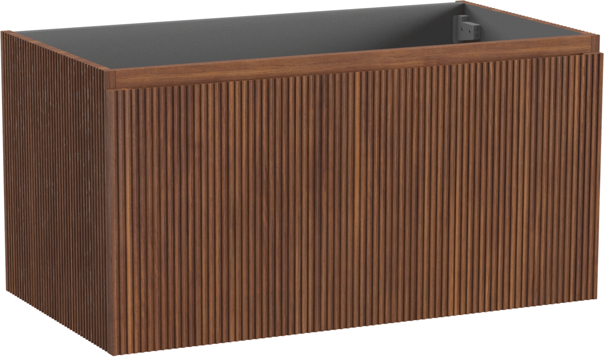 Storke Ribs hängender Waschbeckenunterschrank: 95 x 52 cm, Nussbaum, 2 Schubladen