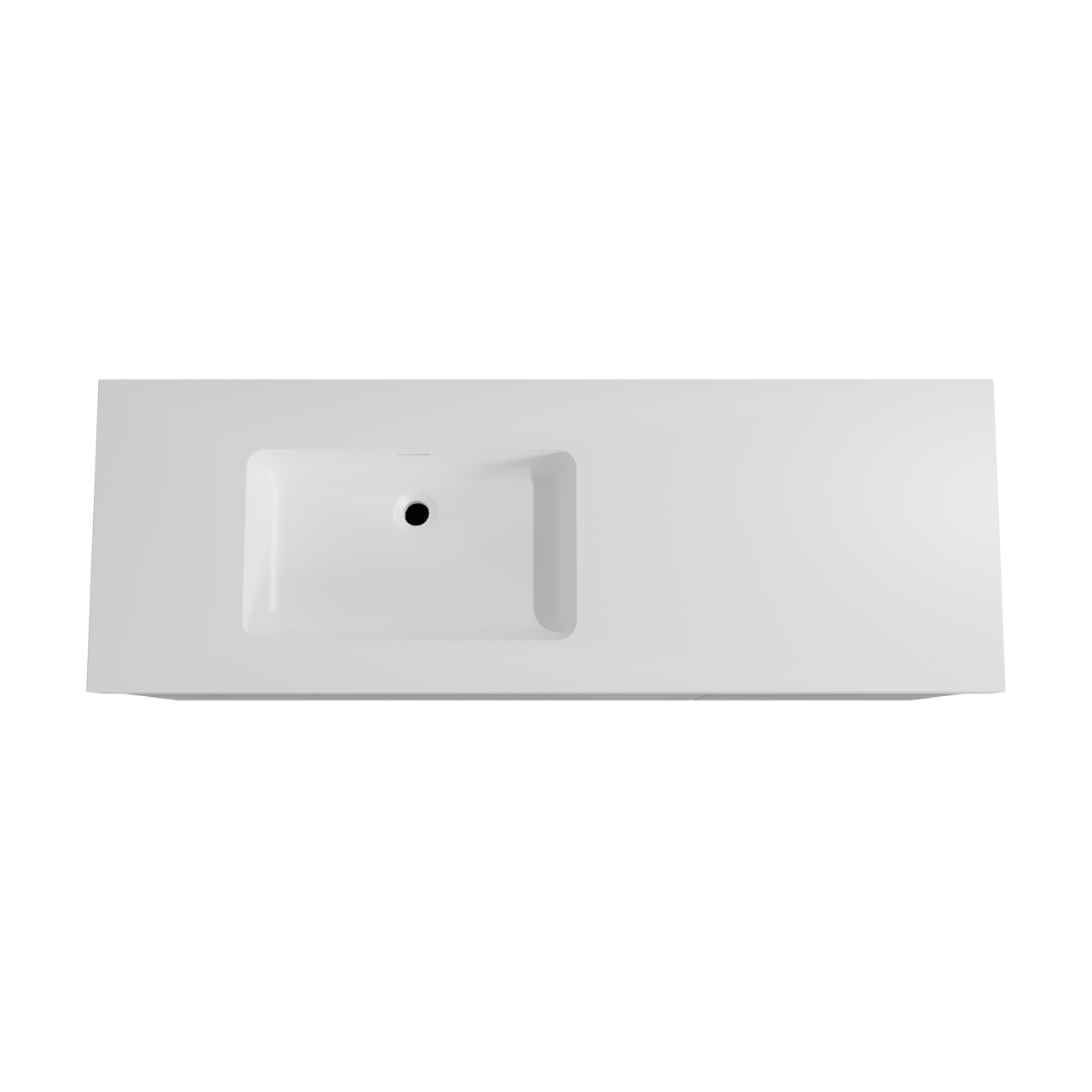 Storke Edge zwevend badmeubel 150 x 52 cm beton donkergrijs met Mata High asymmetrisch linkse wastafel in solid surface mat wit
