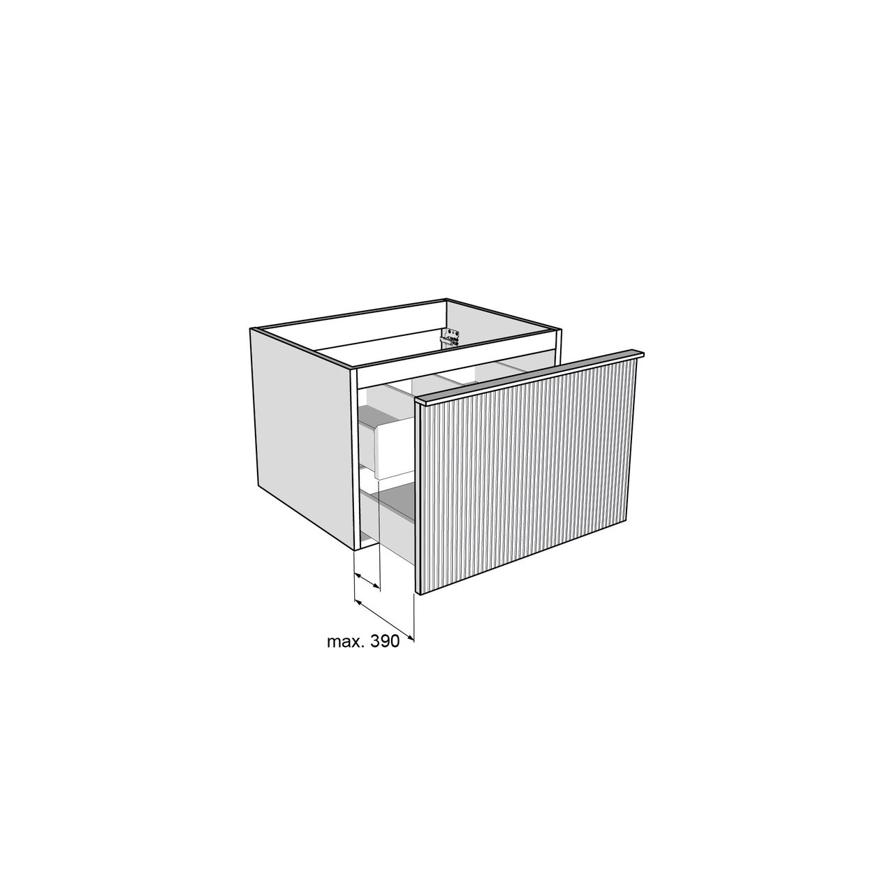 Balmani Forma zwevende wastafelonderkast 67,5 x 55 cm Amerikaans notenhout 2 lades vert. sym. groef