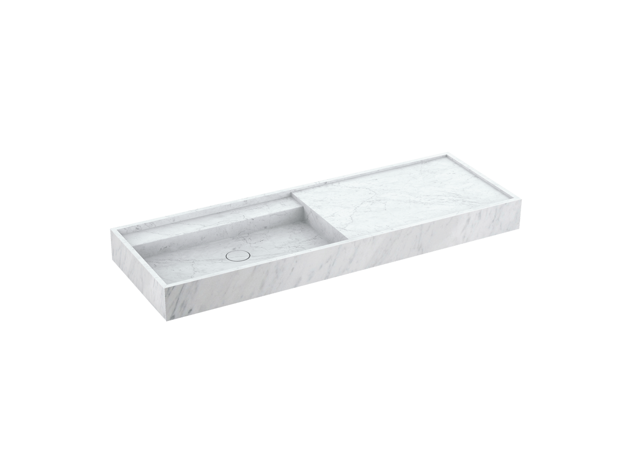 Balmani Cubo vasque asymétrique gauche marbre carrara 140 x 49 cm