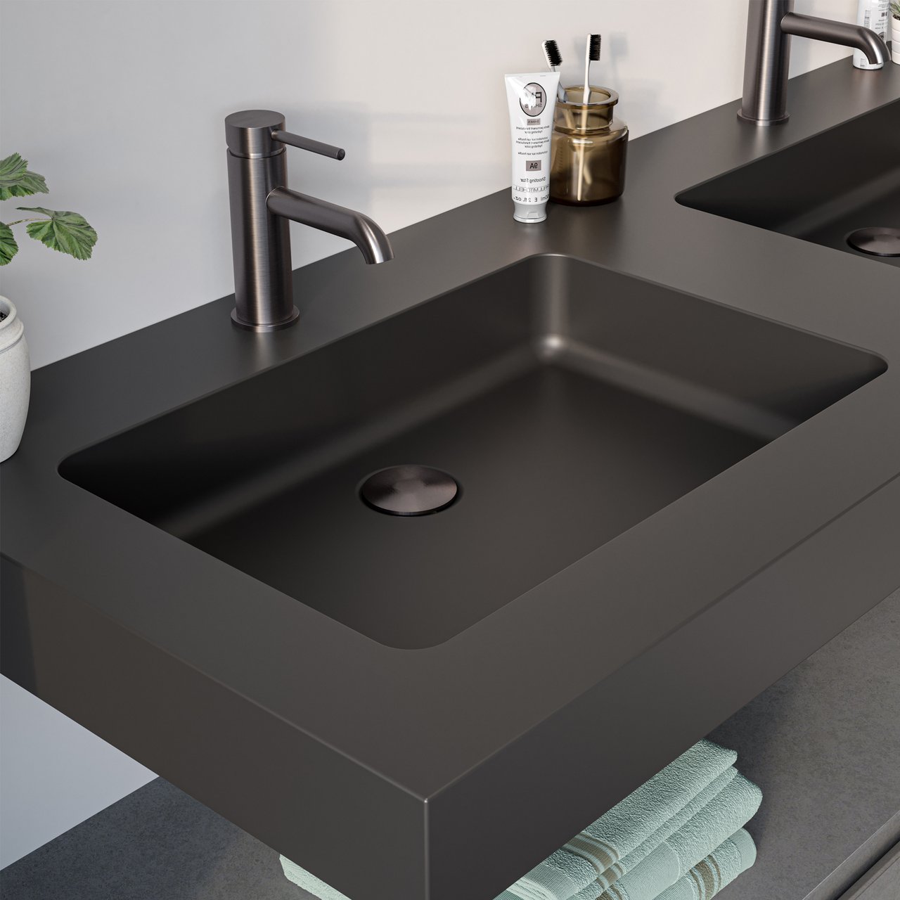 Blaufoss Round EcoStart robinet de lavabo standard GunMetal brossé