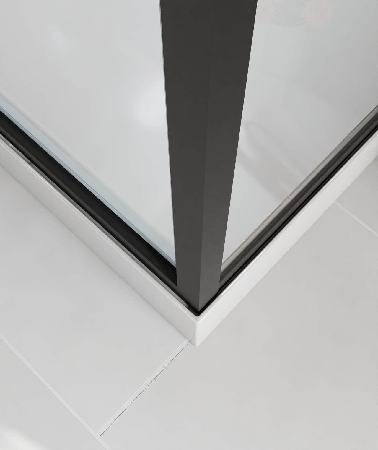 Luca Varess Talan Duschkabine: Drehtür, 90 x 90 cm, Klarglas, Schwarzes Profil, matt