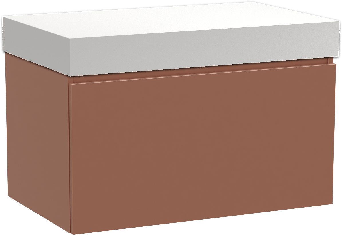 Balmani Sfera by Lucida meuble salle de bains suspendu 90 x 55 cm cotto avec Dominus tablette simple en solid surface blanc mat