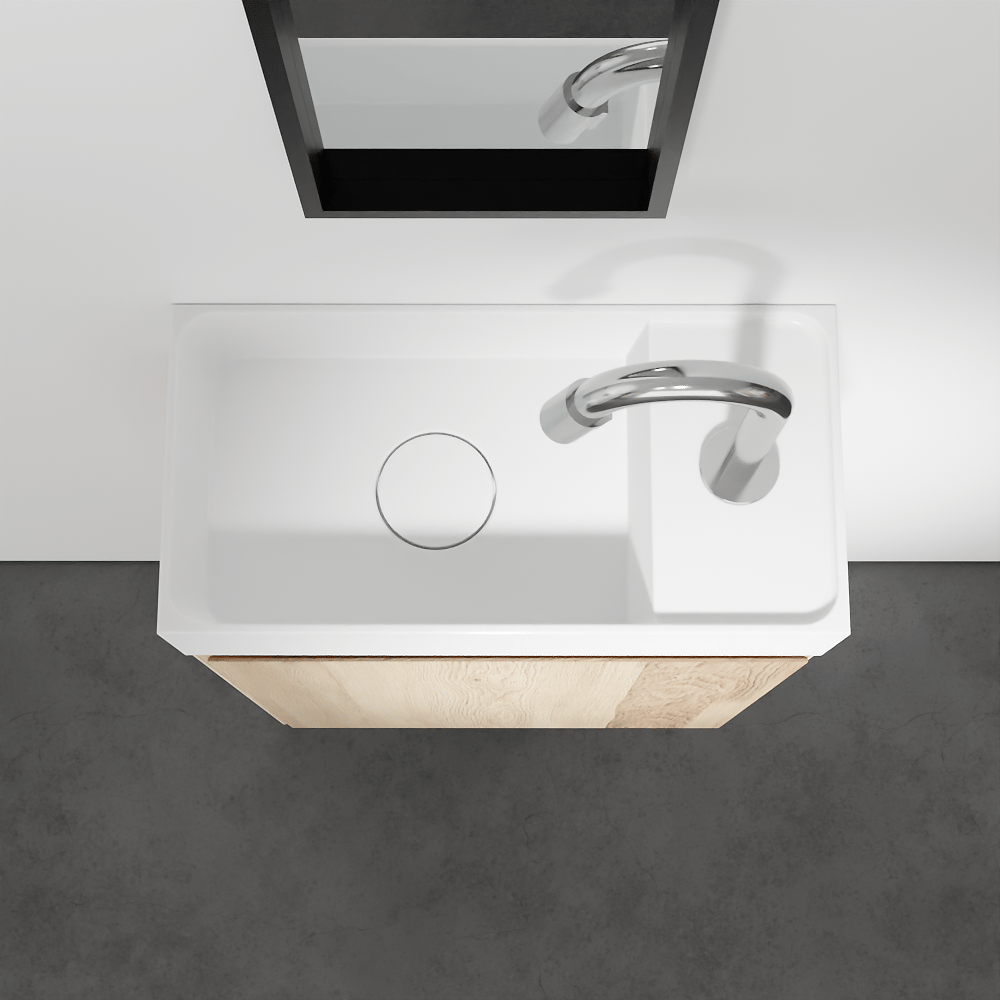 Balmani Mitra meuble wc suspendu 42 x 21 cm chêne naturel avec Dama lavabo en Solid Surface mat