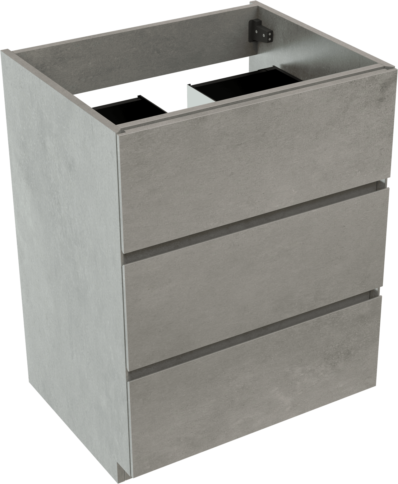 Storke Edge staande wastafelonderkast 65 x 52 cm beton donkergrijs 3 lades