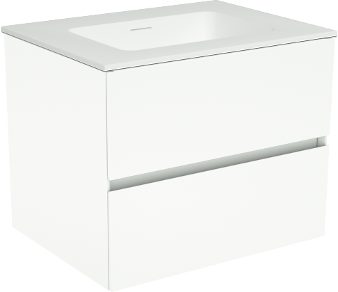 Storke Edge zwevend badkamermeubel 60 x 46 cm mat wit met Mata enkele wastafel in solid surface mat wit