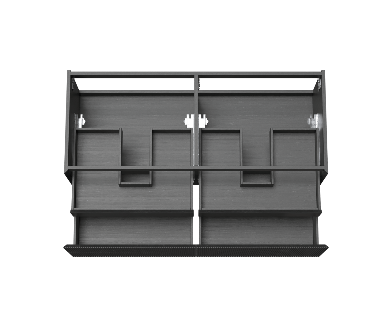 Balmani Fila by Mitra hängender Waschbeckenunterschrank: 135 x 55 cm, Eiche Schwarz, Furnierholz, 4 Schubladen