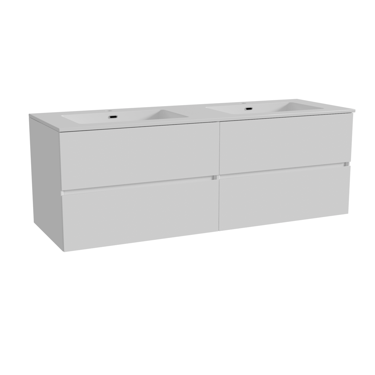 Storke Edge zwevend badmeubel 150 x 52 cm hoogglans wit met Diva dubbele wastafel in composietmarmer hoogglans wit