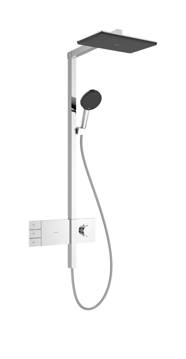 Hansgrohe Raindance Alive Q Showerpipe Duschsystem 210/340 2jets mit Ecosmart Showerselect Comfort, Chrom Glänzend