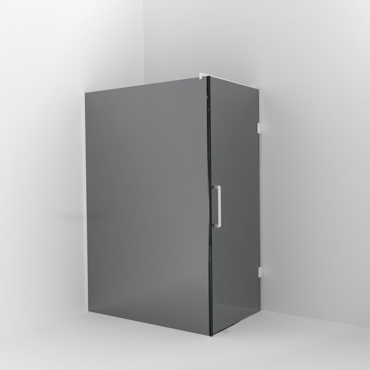 Balmani Modular douche à l'italienne avec porte: 140 x 200 cm avec porte 90 cm, Miroir Reflex, Profil Blanc mat