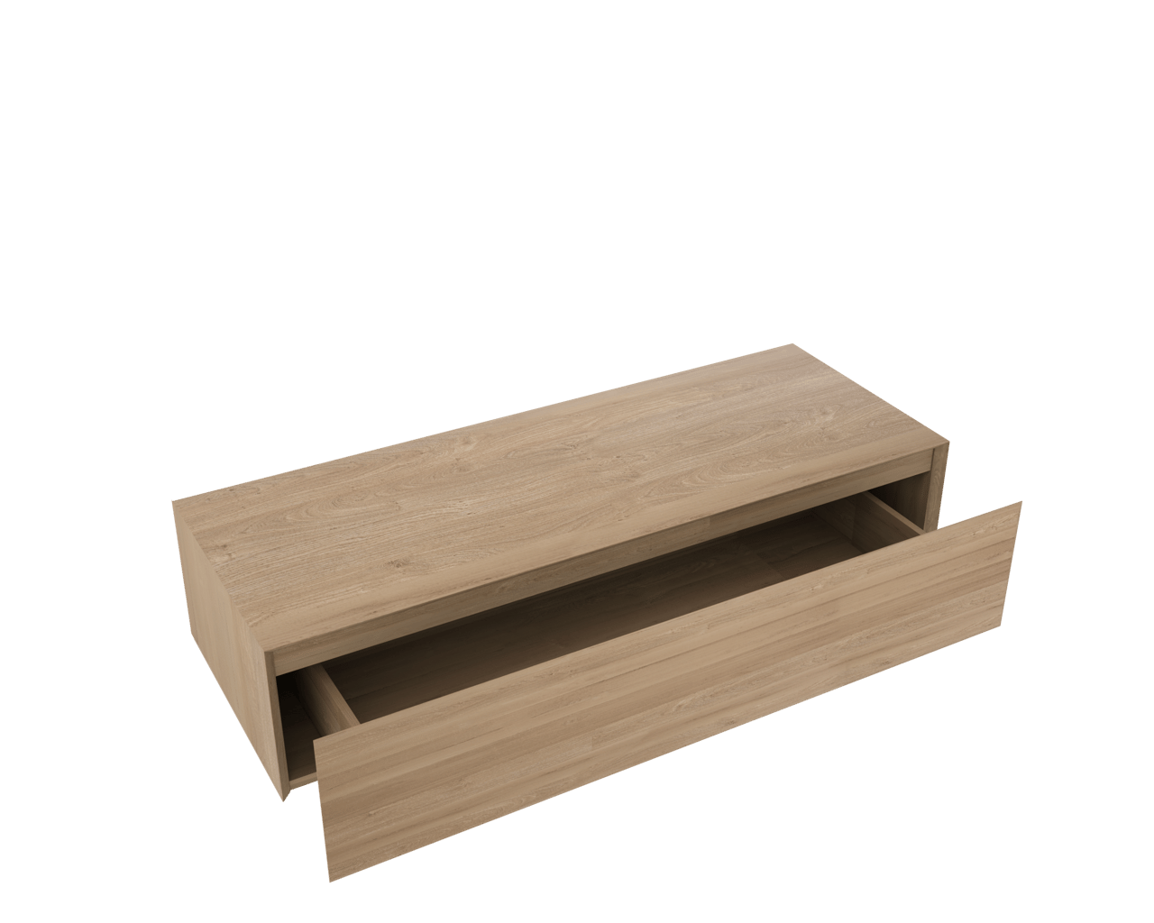 Balmani Mitra Elements hängender Waschbeckenunterschrank: 135 x 50 cm, Eiche Natur, 1 Schublade