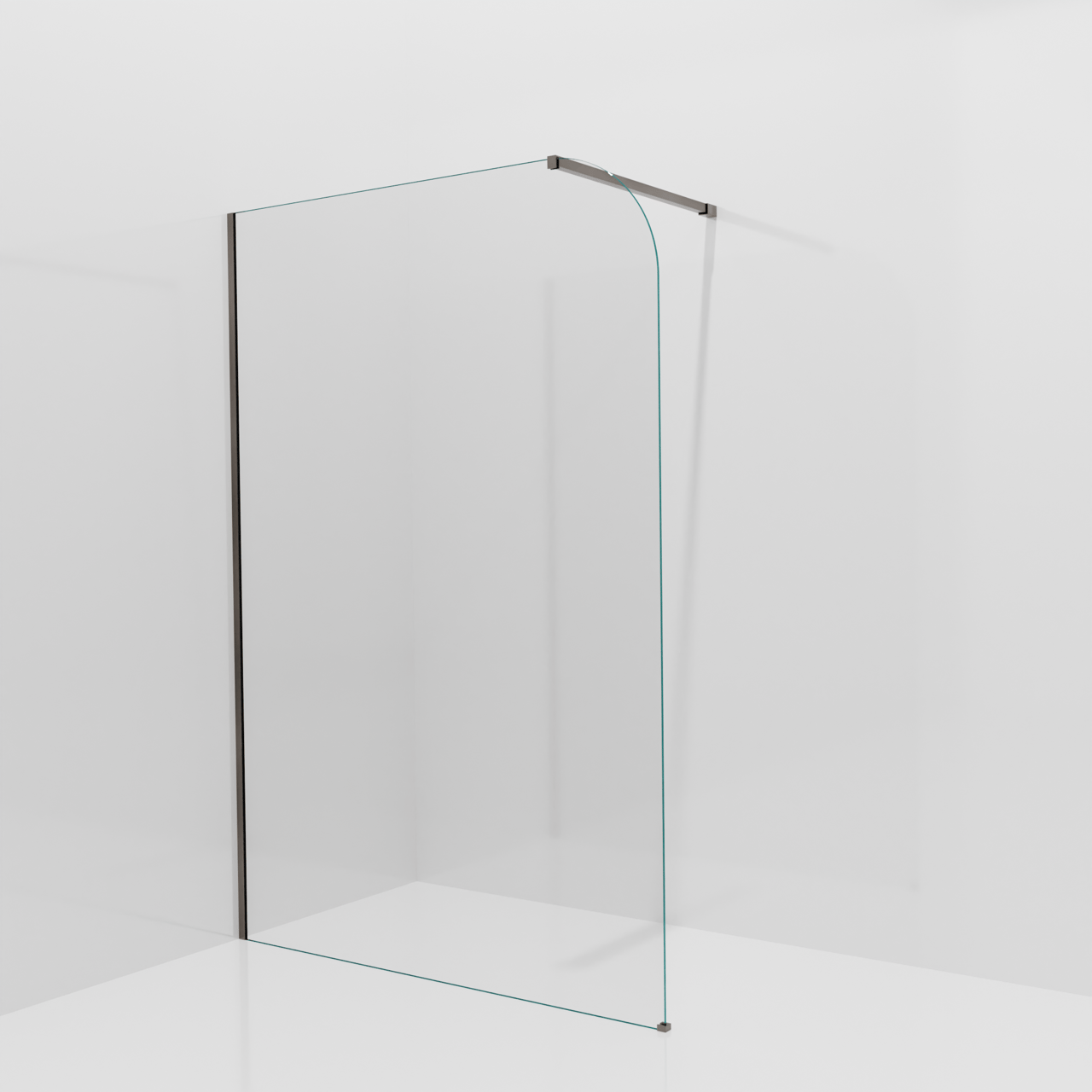 Balmani Modular inloopdouche: 140 x 200 cm, Helder glas afgerond met coating, Brushed GunMetal profielen