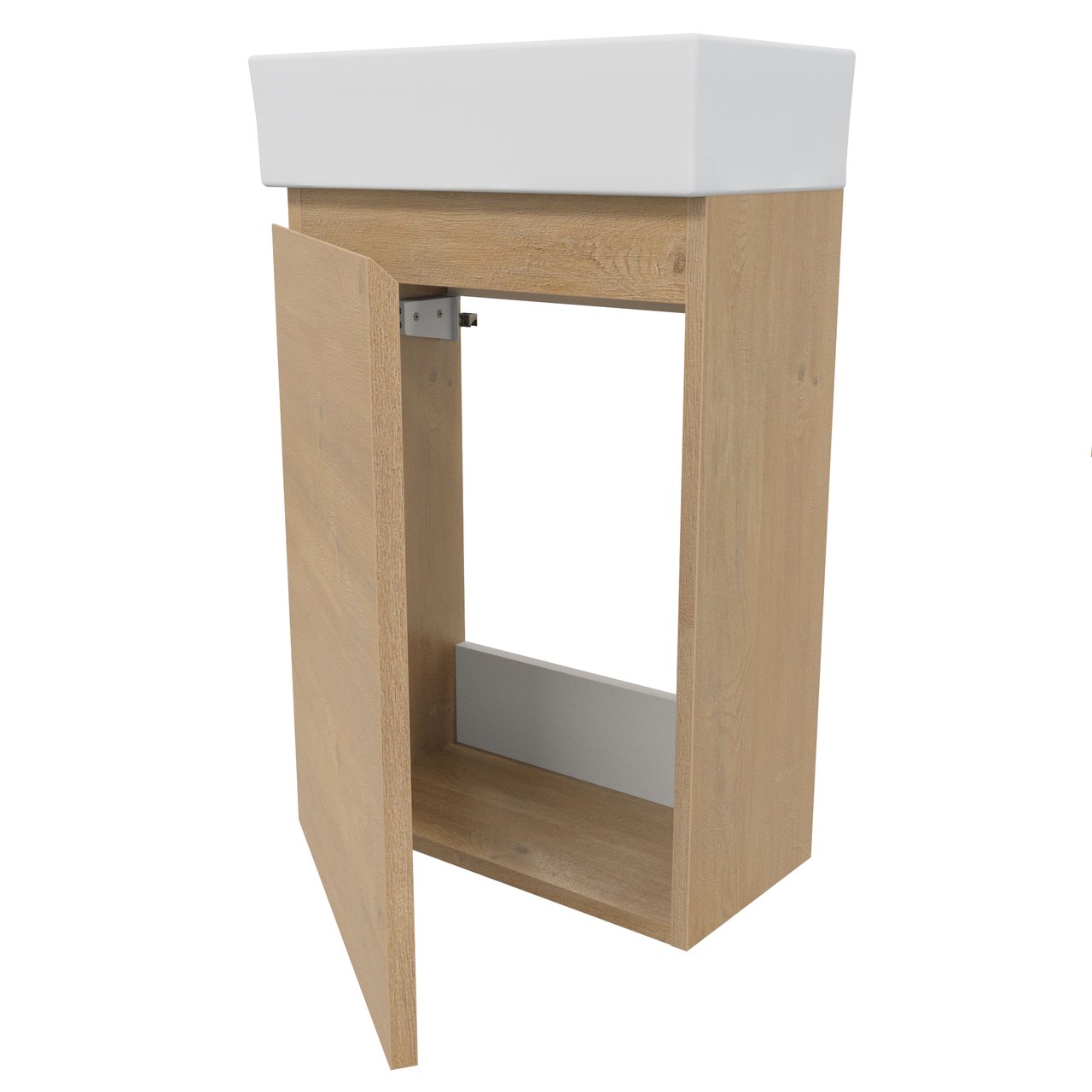 Linie Lado toiletmeubelset natuur eik met wastafel keramiek 40x22cm