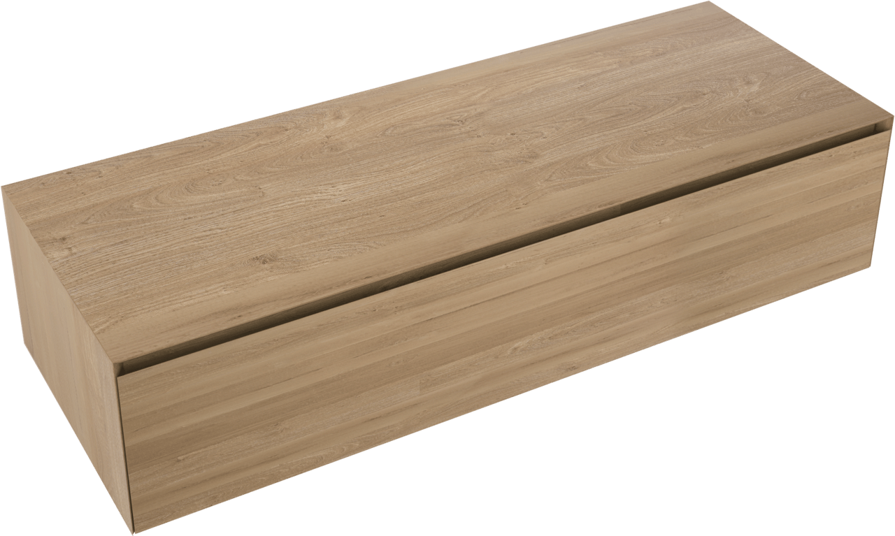 Balmani Mitra Elements hängender Waschbeckenunterschrank: 135 x 50 cm, Eiche Natur, 1 Schublade