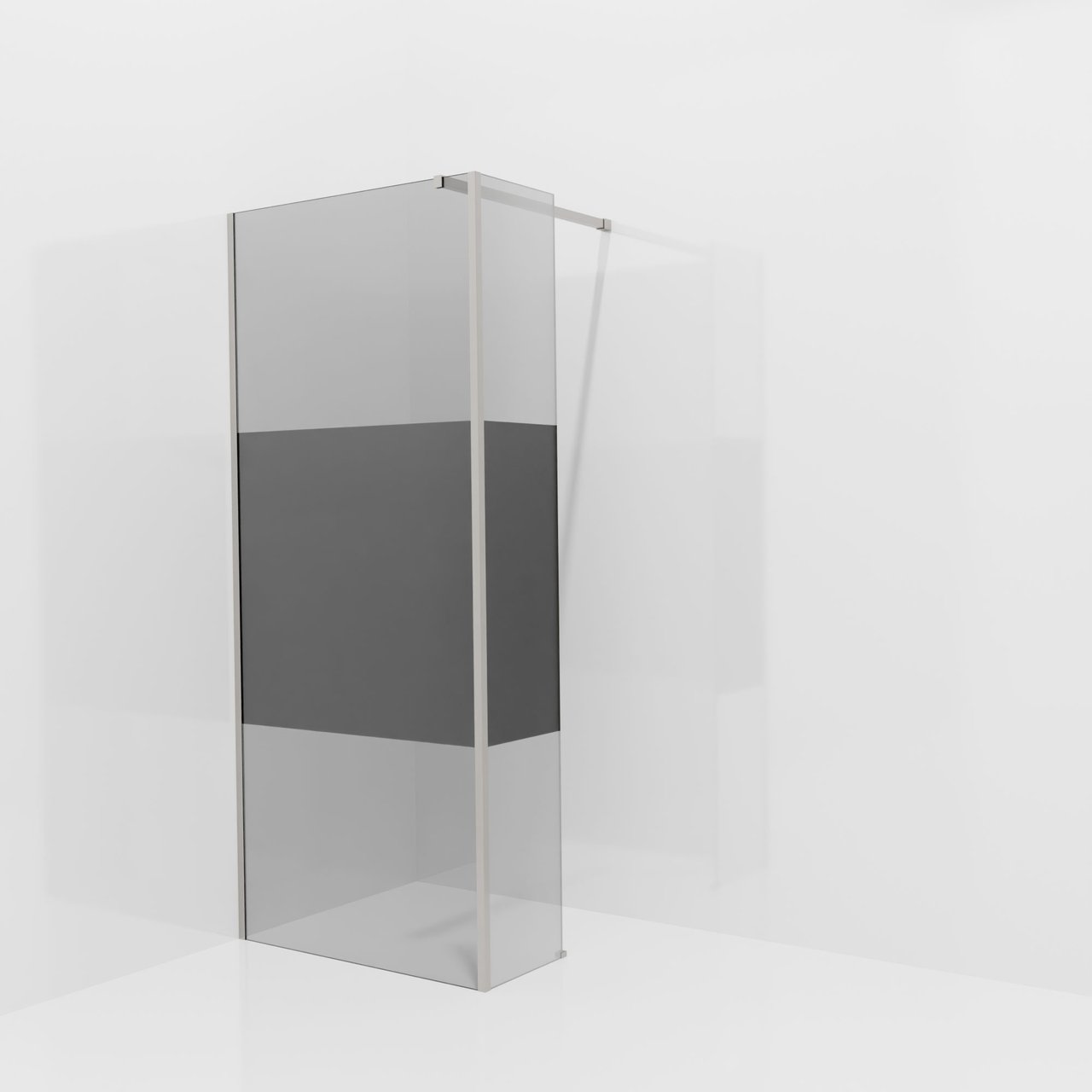 Balmani Modular Walk-In Dusche mit fester Seitenwand: 90 x 200 cm, Rauchglas mit mattiertem Streifen, inklusive Coating, Profil Brushed Inox