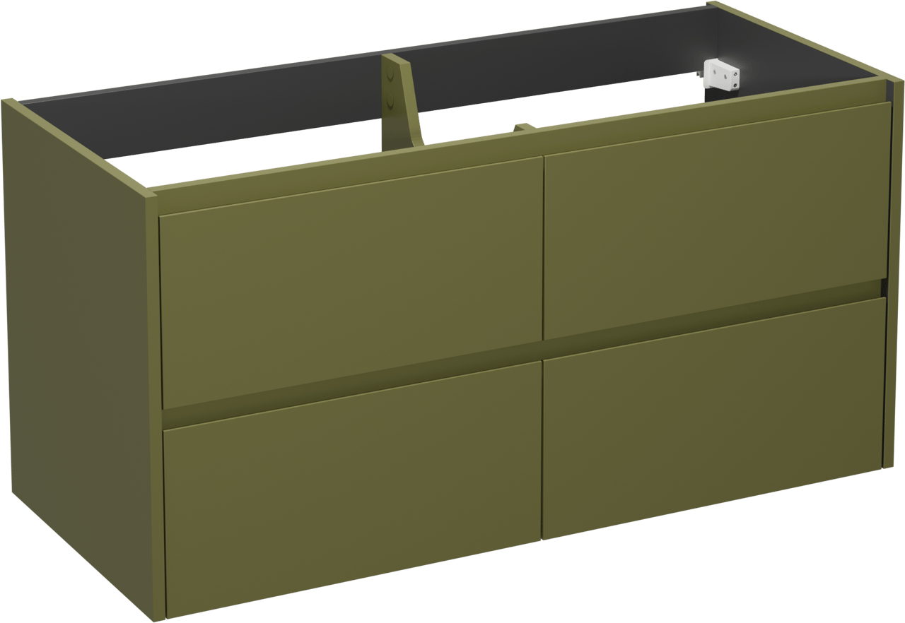 Storke Seda hängender Waschbeckenunterschrank: 120 x 52 cm, Olivgrün, 4 Schubladen