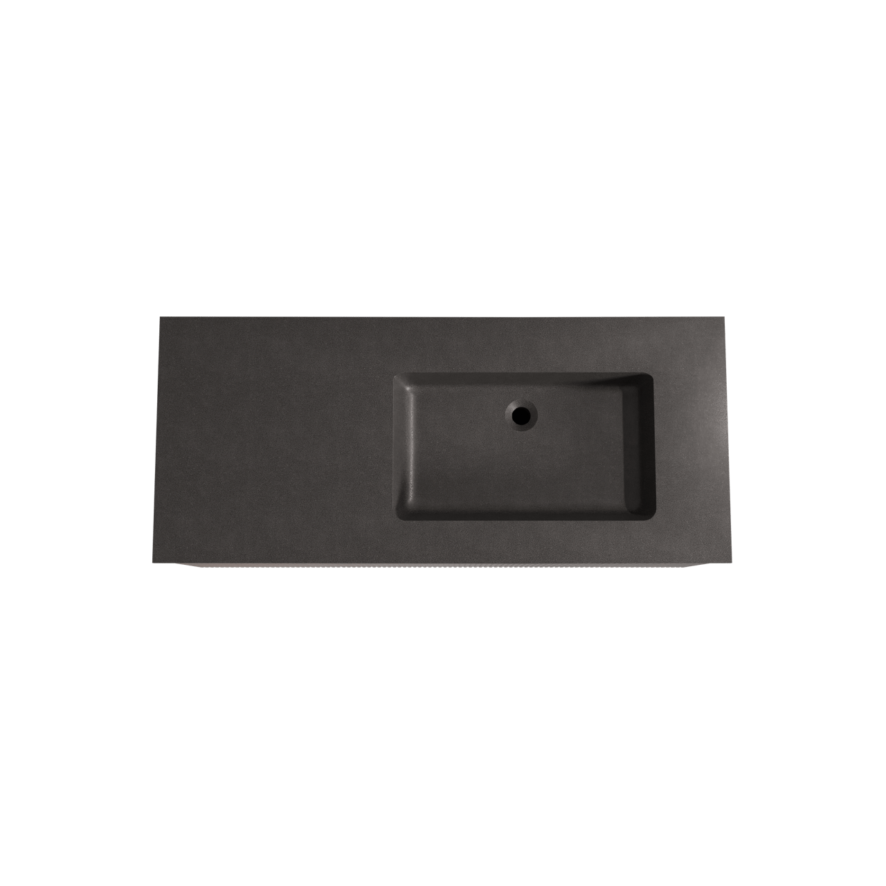 Storke Ribs zwevend badmeubel 120 x 52 cm notenhout met Scuro asymmetrisch rechtse wastafel in kwarts mat zwart, Verticale symmetrische rechte ribbel