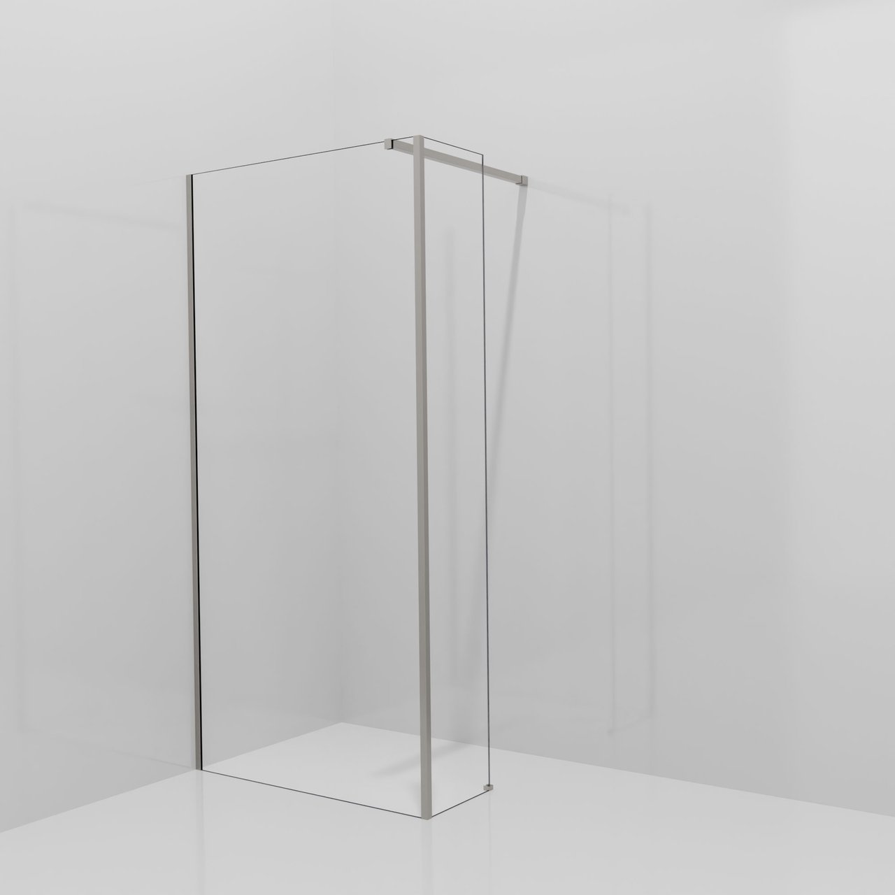 Balmani Modular Walk-In Dusche mit fester Seitenwand: 100 x 200 cm, Klarglas, Profil Brushed Inox