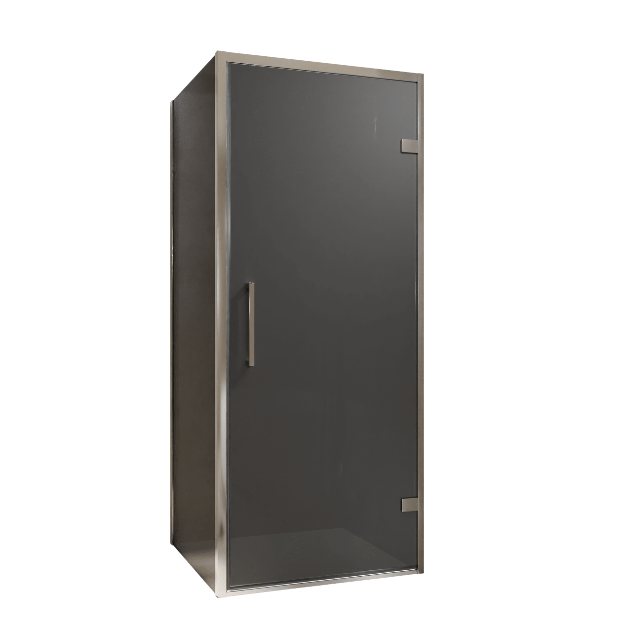 Balmani Senses Design douchehoek met rechtse draaideur en vaste zijwand, 90 x 100 cm, Rookglas, Chroom profielen