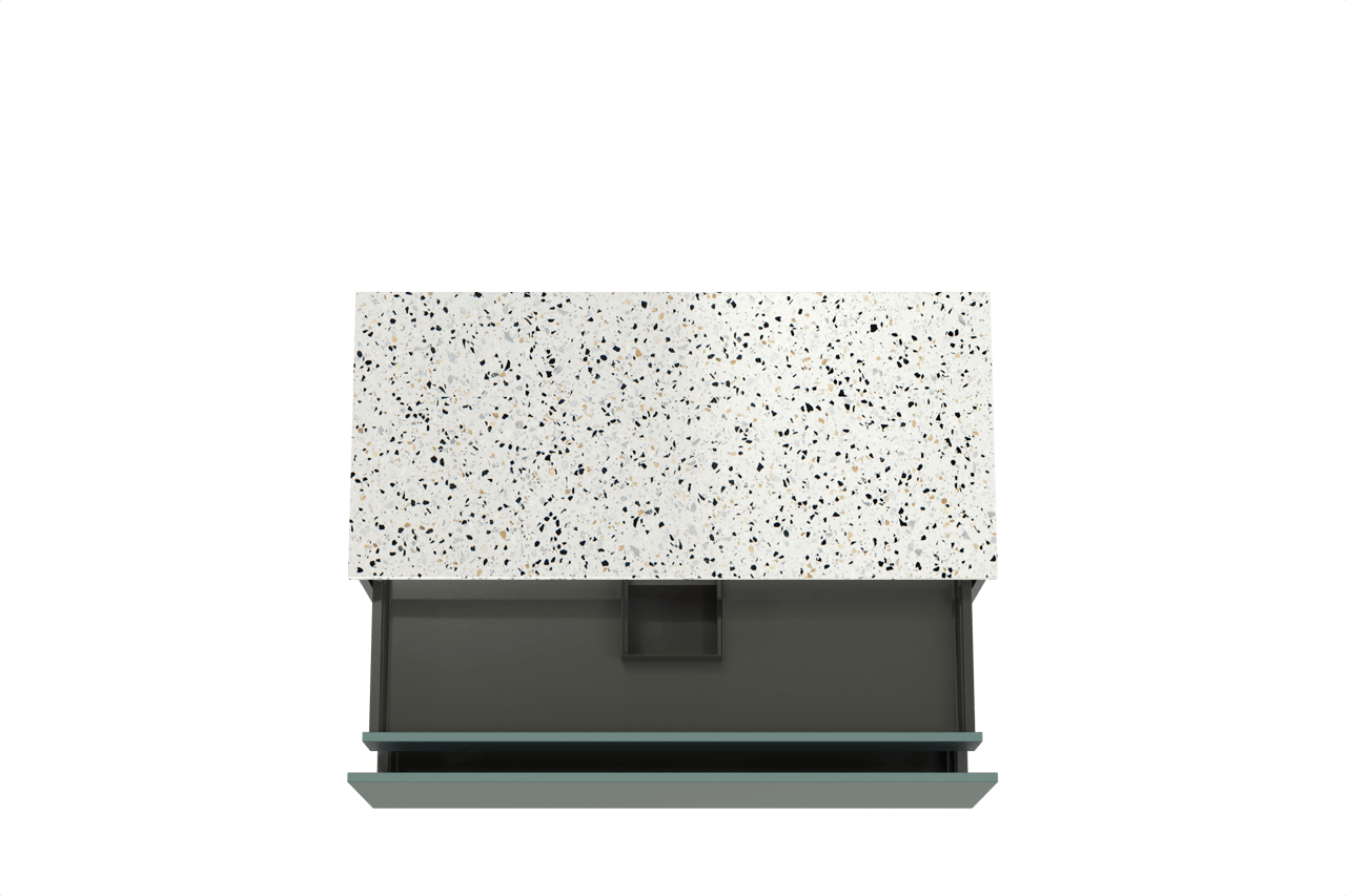 Balmani Sfera by Lucida meuble salle de bains suspendu 120 x 55 cm forest avec Stretto tablette simple ou double en blanc/noir mat terrazzo