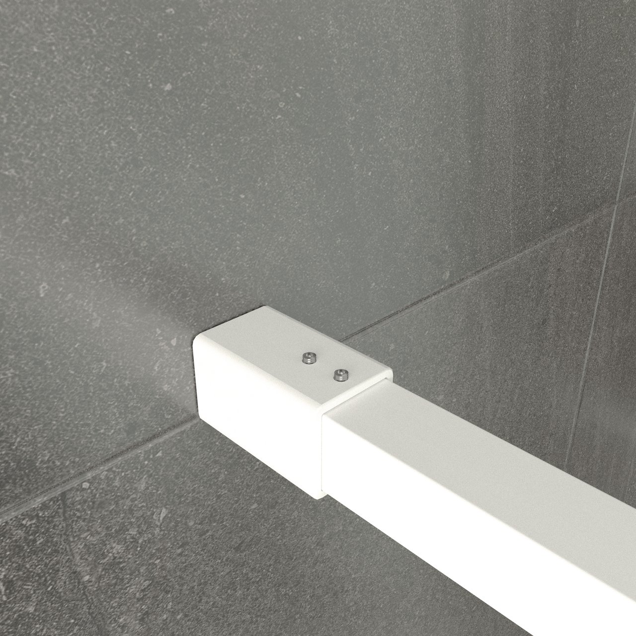 Balmani BMSS douche à l'italienne 140 x 200 cm verre code barre blanc profil blanc mat