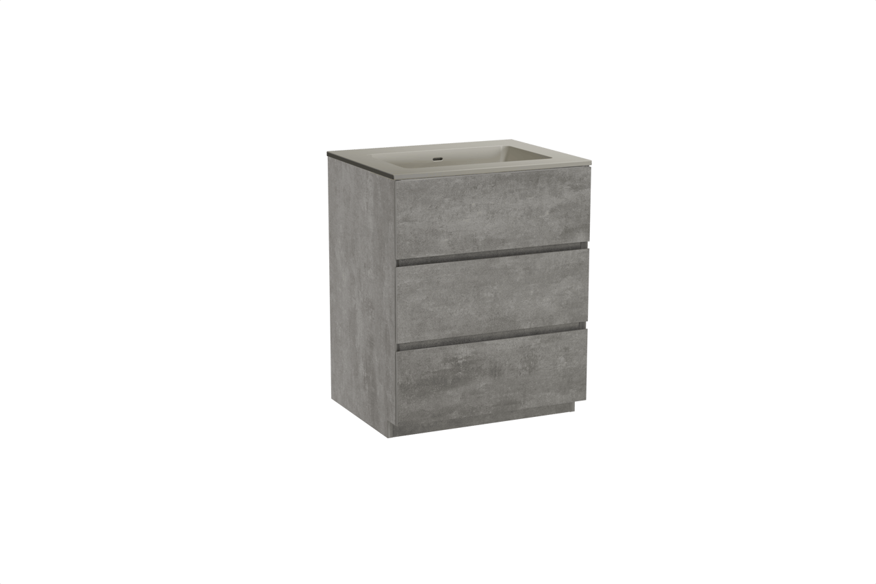 Storke Edge freistehendes Möbelstück Set: 65 x 52 cm, Beton dunkelgrau, mit Diva Einzelwaschtisch, Top Solid Seidengrau