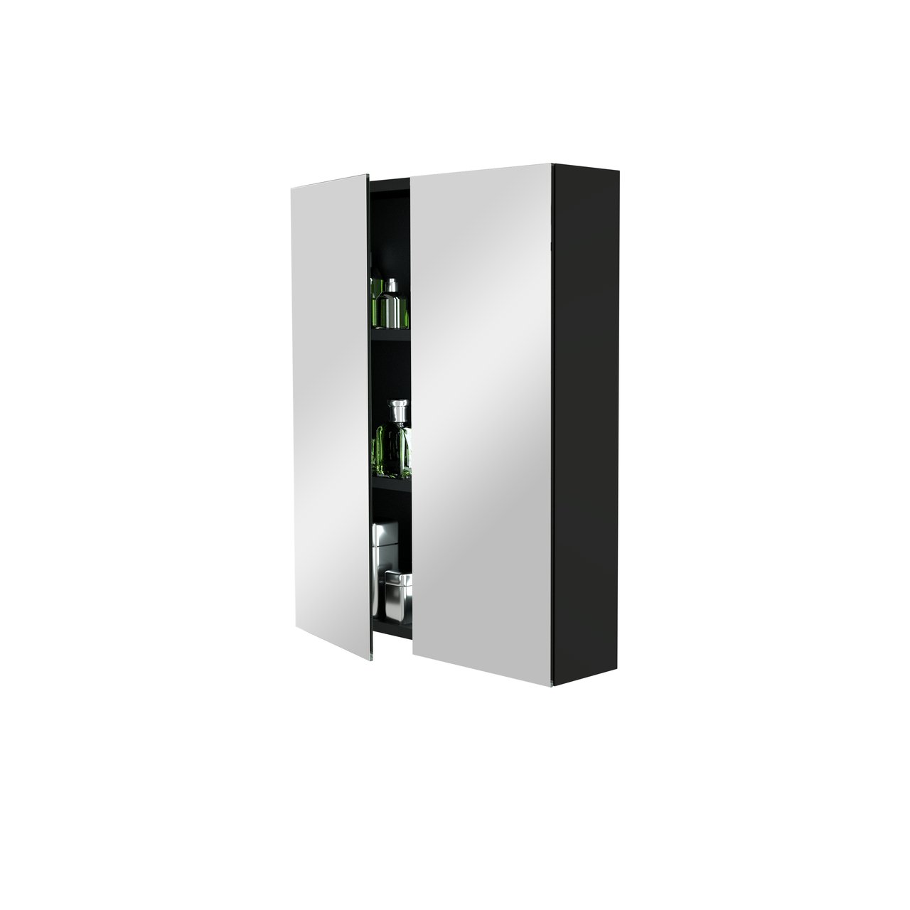 Storke Reflecta Spiegelschrank Bad: 60 x 75 cm, Schwarz Matt