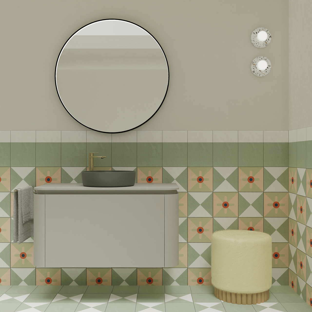 Balmani Moon meuble sous-lavabo suspendu 100 x 55 cm soie grise 2 tiroirs